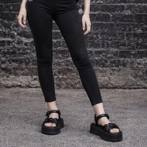 Melissa Platform Sandals Black Bow Chunky Vegan 6 / EU 37 Slingback Minimalist